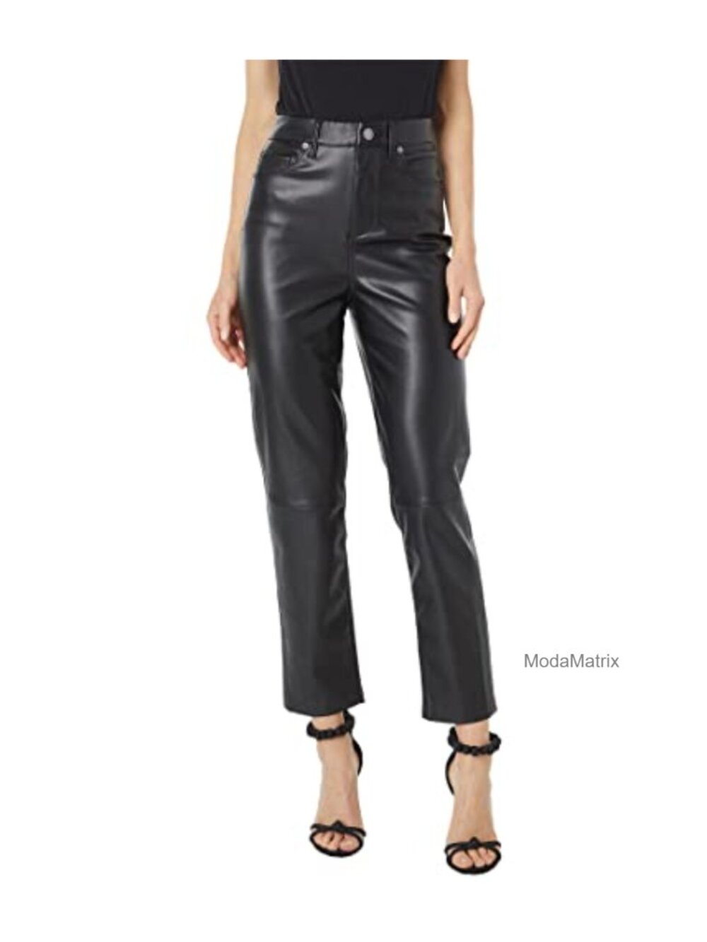 High Rise Vegan Leather Straight Leg Leggings
